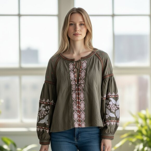 Anthropologie Tops - RD + KOKIO For Anthropologie Embroidered Top/Jacket